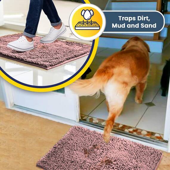 Muddy Mat® Super saugfähige Fußmatte für den Innenbereich, Mikrofaser, schnell trocknend, Chenille-Eingangsteppich, rutschfeste Haustürmatte, Innenmatten für den Eingangsbereich, maschinenwaschbar