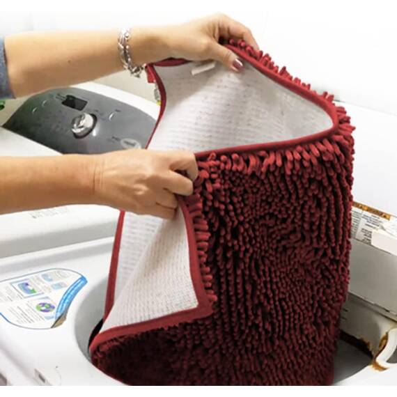 Muddy Mat® Super saugfähige Fußmatte für den Innenbereich, Mikrofaser, schnell trocknend, Chenille-Eingangsteppich, rutschfeste Haustürmatte, Innenmatte, maschinenwaschbar, Haustierteppich, Rot, 91,4