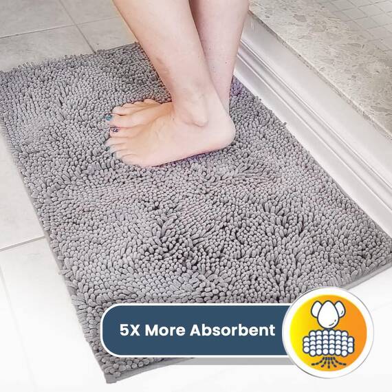 Muddy Mat AS-SEEN-ON-TV Hochsaugfähige Mikrofaser-Fußmatte und Haustierteppich, rutschfest, dick, waschbar, Bereich und Badematte, weiches Chenille für Küche, Badezimmer, Schlafzimmer, drinnen und