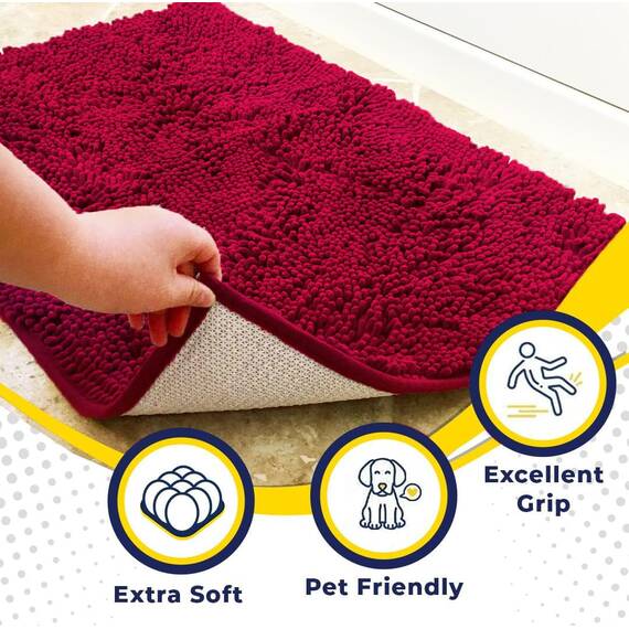 Muddy Mat® Super saugfähige Fußmatte für den Innenbereich, Mikrofaser, schnell trocknend, Chenille-Eingangsteppich, rutschfeste Haustürmatte, Innenmatten für den Eingang, maschinenwaschbar