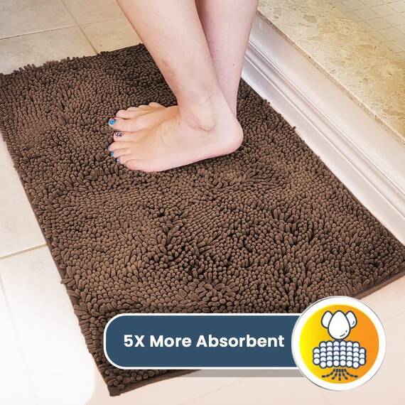 Muddy Mat® | Super Absorbent Door Mat Indoor, Microfiber Quick Dry Chenille Entryway Rug, Non-Slip Front Door Mat, Indoor Mats for Entryway, Machine Washable Pet Rug, Brown 36"x60"