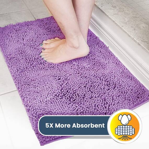 Muddy Mat® AS-SEEN-ON-TV Hochsaugfähige Mikrofaser-Fußmatte und Haustierteppich, rutschfest, dick, waschbar, für Küche, Badezimmer, Schlafzimmer, drinnen und draußen, Lila, 61 x 304,8 cm
