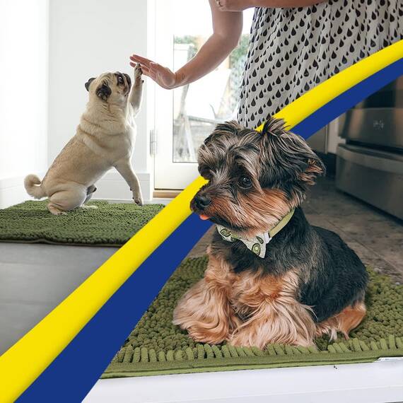 Muddy Mat® AS-SEEN-ON-TV Hochsaugfähige Mikrofaser-Fußmatte und Haustierteppich, rutschfest, dick, waschbar, für Küche, Schlafzimmer, drinnen und draußen, Armeegrün, 91,4 x 304,8 cm