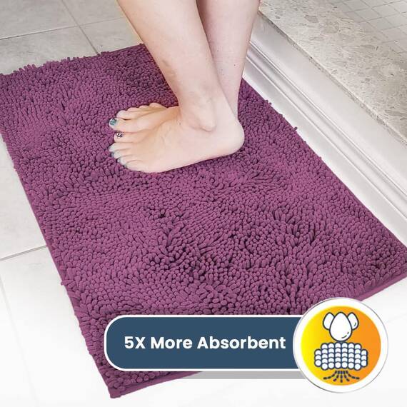 Muddy Mat® | Super Absorbent Door Mat Indoor, Microfiber Quick Dry Chenille Entryway Rug, Non-Slip Front Door Mat, Indoor Mats for Entryway, Machine Washable Pet Rug, Dark Purple 35"x60"