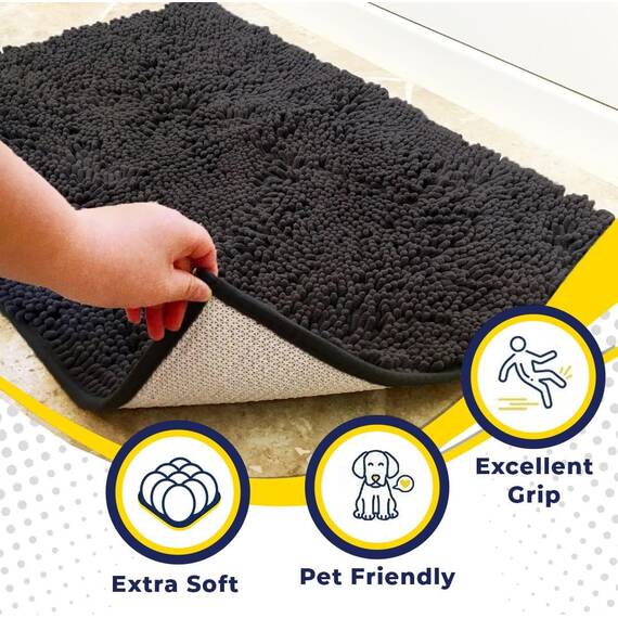 Muddy Mat® AS-SEEN-ON-TV - Zerbino aus hochabsorbierender Mikrofaser und für Haustiere, rutschfest, dick, waschbar, Badteppich aus weicher Chenille, für Küche, Bad, Schlafzimmer