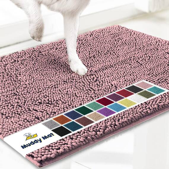 Muddy Mat® | Super saugfähige Türmatte für den Innenbereich, schnell trocknender Mikrofaser-Chenille-Dielenteppich, rutschfeste Haustürmatte, Innenmatten für den Eingangsbereich, maschinenwaschbarer