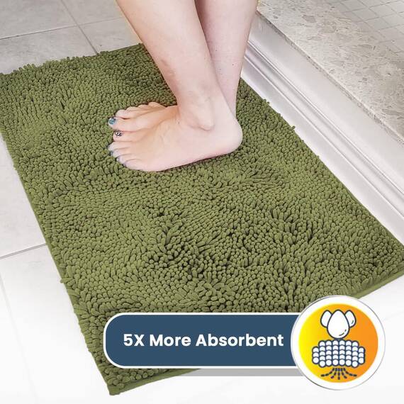 Muddy Mat® | Super Absorbent Door Mat Indoor, Microfiber Quick Dry Chenille Entryway Rug, Non-Slip Front Door Mat, Indoor Mats for Entryway, Machine Washable Pet Rug, Army Green 48"x60"