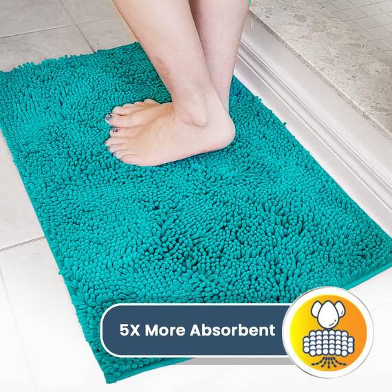 Muddy Mat® AS-SEEN-ON-TV Hochsaugfähige Mikrofaser-Fußmatte und Haustierteppich, rutschfest, dick, waschbar, für Küche, Badezimmer, Schlafzimmer, drinnen und draußen, Blaugrün, 61 x 243,8 cm