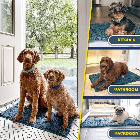 Muddy Mat Supersaugfähige Mikrofaser-Hundematte für schlammige Pfoten, rutschfest und waschbar, schnell trocknende Chenille-Eingangsmatte, maschinenwaschbar