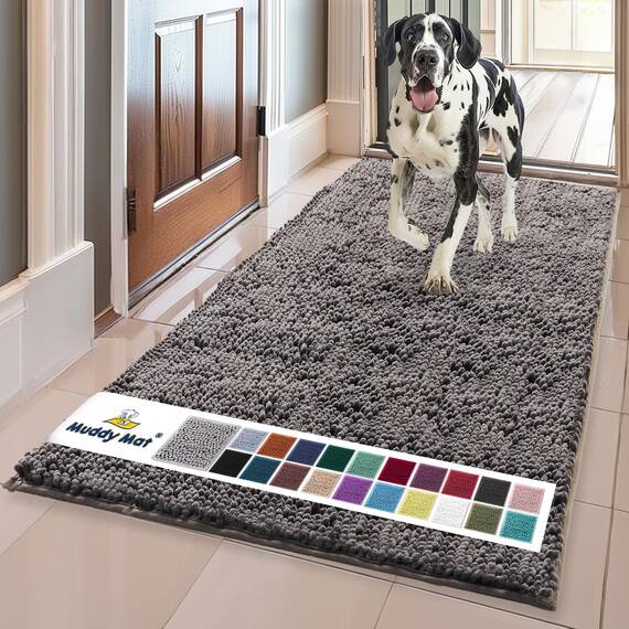 Muddy Mat® AS-SEEN-ON-TV - Zerbino aus hochabsorbierender Mikrofaser und für Haustiere, rutschfest, dick, waschbar, Badteppich aus weicher Chenille, für Küche, Bad, Schlafzimmer