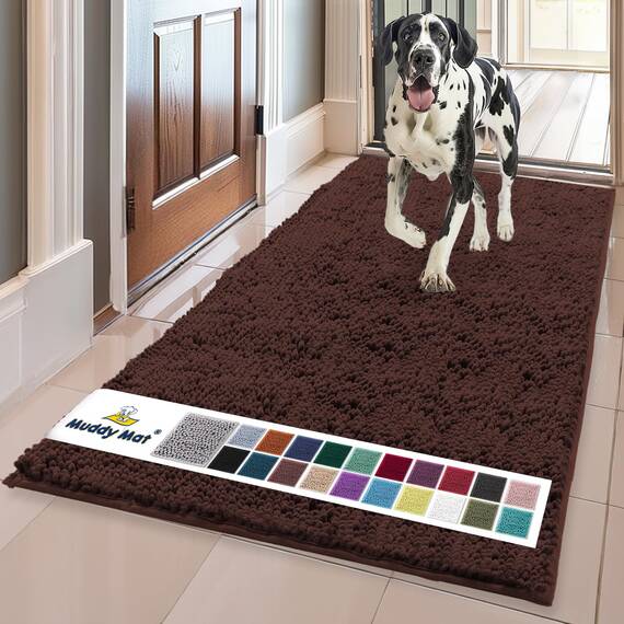 Muddy Mat® | Super Absorbent Door Mat Indoor, Microfiber Quick Dry Chenille Entryway Rug, Non-Slip Front Door Mat, Indoor Mats for Entryway, Machine Washable Pet Rug, Brown 36"x60"