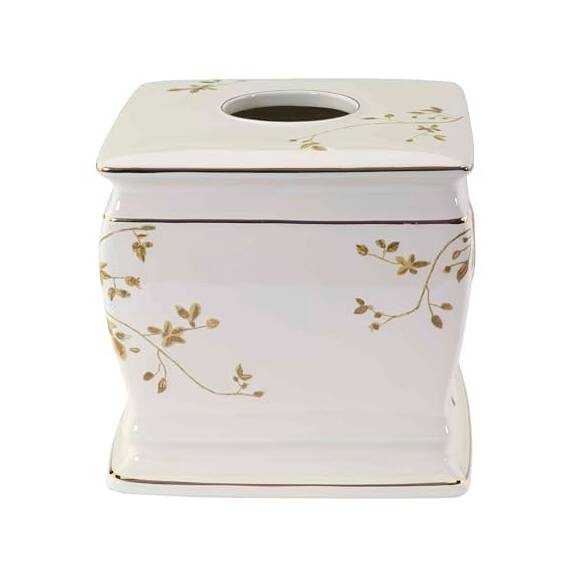 Avanti Linens, Taschentuchbox-Abdeckung, dekoratives Zubehör für die Arbeitsplatte, von der Natur inspirierte Heimdekoration (vergoldete Vogel-Kollektion)
