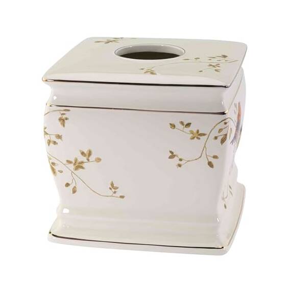 Avanti Linens, Taschentuchbox-Abdeckung, dekoratives Zubehör für die Arbeitsplatte, von der Natur inspirierte Heimdekoration (vergoldete Vogel-Kollektion)
