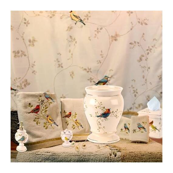 Avanti Linens, Taschentuchbox-Abdeckung, dekoratives Zubehör für die Arbeitsplatte, von der Natur inspirierte Heimdekoration (vergoldete Vogel-Kollektion)