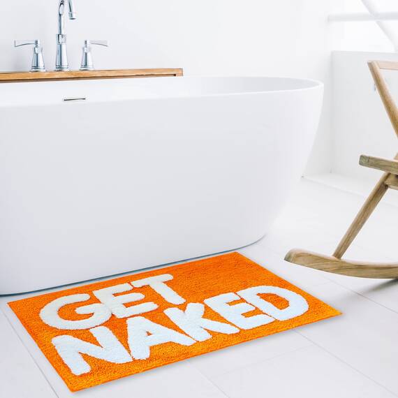 New Mungo Get Naked Badematte, Orange – niedliche Badezimmerteppiche, lustige Badematte, 78,7 x 50,8 cm