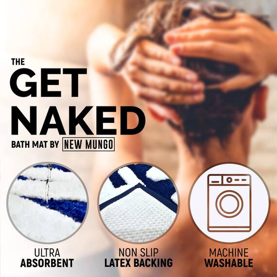 New Mungo Get Naked Badematte, niedlicher Badezimmerteppich, lustige Badematte, 78,7 x 50,8 cm, Blau