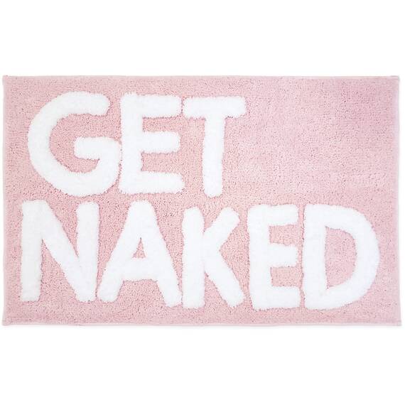 New Mungo Get Naked Badematte Rosa – Badezimmerteppiche, Wohnungsdekoration, Badezimmerzubehör, Niedliche Badematten für Badezimmer, Weiße & Rosa Badematte – 78.7x50.8 cm