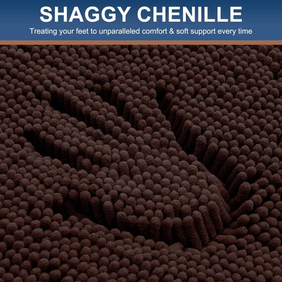 smiry Luxuriöser Chenille-Badteppich, extra weich und saugfähig, zotteliger Badezimmerteppich, maschinenwaschbar, Rutschfester Plüsch-Teppichläufer für Badewanne, Dusche und Bad (50.8x81.3 cm, braun)