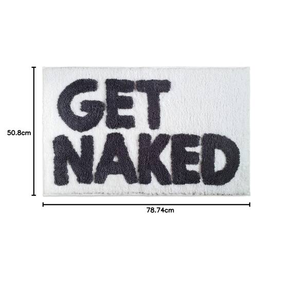 New Mungo Get Naked Badematte für die Badewanne, niedliche Badteppiche für Wohnungsdekoration, Badematten für Badezimmer als Duschbodenmatte, getufteter grauer und weißer Badezimmerteppich, 78,7 x