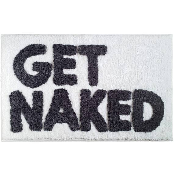 New Mungo Get Naked Badematte für die Badewanne, niedliche Badteppiche für Wohnungsdekoration, Badematten für Badezimmer als Duschbodenmatte, getufteter grauer und weißer Badezimmerteppich, 78,7 x