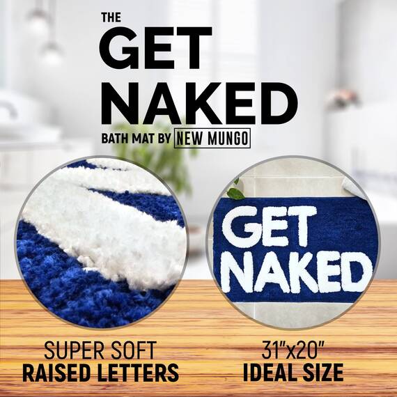 New Mungo Get Naked Badematte, niedlicher Badezimmerteppich, lustige Badematte, 78,7 x 50,8 cm, Blau