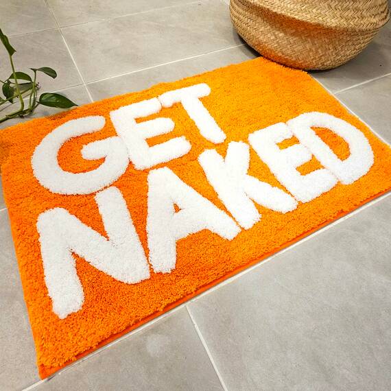 New Mungo Get Naked Badematte, Orange – niedliche Badezimmerteppiche, lustige Badematte, 78,7 x 50,8 cm
