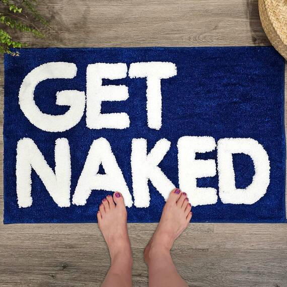 New Mungo Get Naked Badematte, niedlicher Badezimmerteppich, lustige Badematte, 78,7 x 50,8 cm, Blau