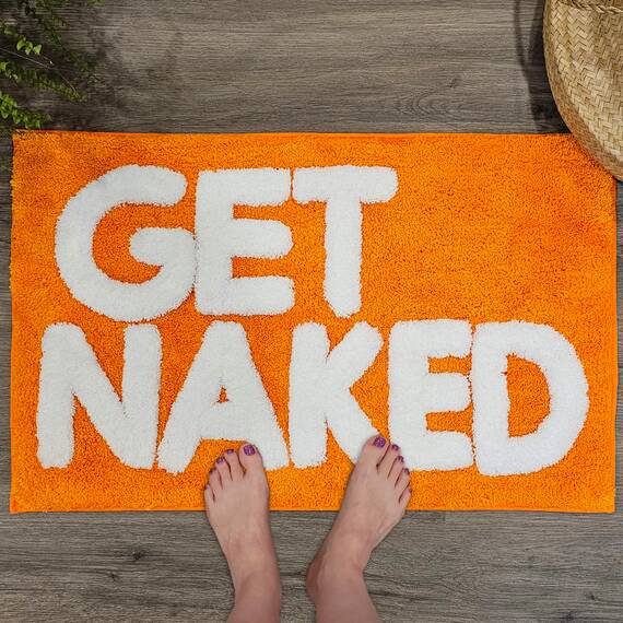 New Mungo Get Naked Badematte, Orange – niedliche Badezimmerteppiche, lustige Badematte, 78,7 x 50,8 cm