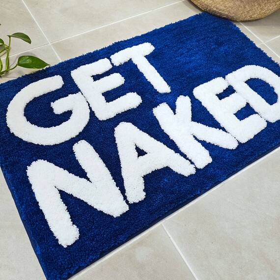 New Mungo Get Naked Badematte, niedlicher Badezimmerteppich, lustige Badematte, 78,7 x 50,8 cm, Blau