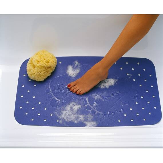 RIDDER Wanneneinlage, Badematte, Badewanneneinlage ca. 38x72 cm, Plattfuß, blau | Allergikerfreundlich | Made in Germany | Nachhaltig | Recyclebar | Waschbar | PVC-frei