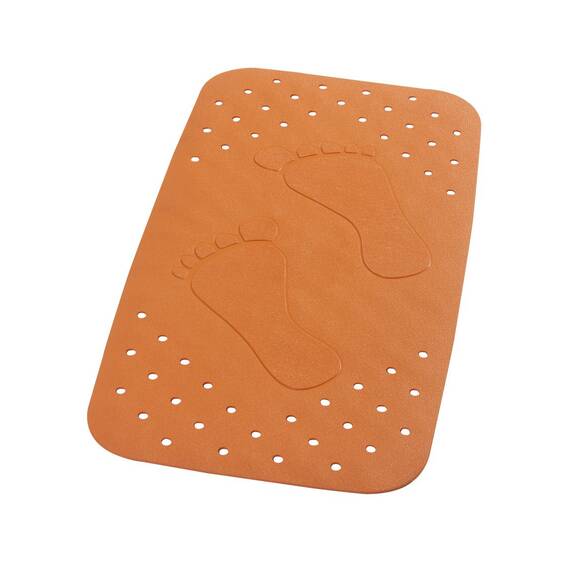RIDDER- Badematte Plattfuß. Größe 38 x 72 cm. Rechteckig aus Gummi in Orange.