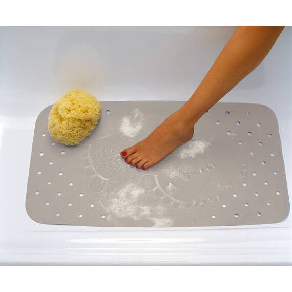 RIDDER Wanneneinlage, Badematte, Badewanneneinlage ca. 38x72 cm, Plattfuß, grau | Allergikerfreundlich | Made in Germany | Nachhaltig | Recyclebar | Waschbar | PVC-frei