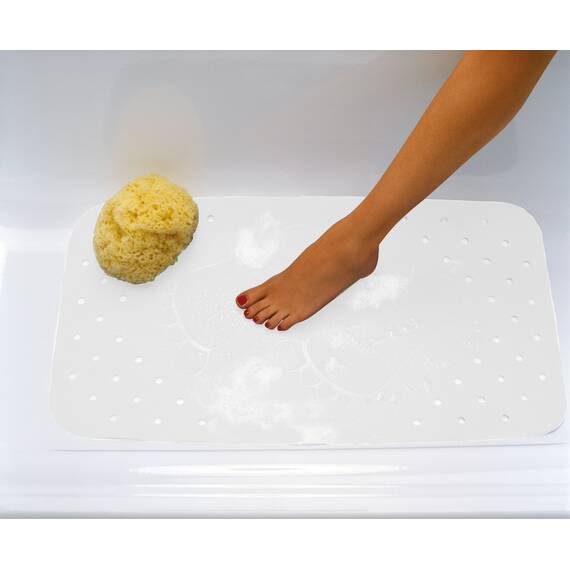 RIDDER Wanneneinlage, Badematte, Badewanneneinlage ca. 38x72 cm, Plattfuß, weiß | Allergikerfreundlich | Made in Germany | Nachhaltig | Recyclebar | Waschbar | PVC-frei