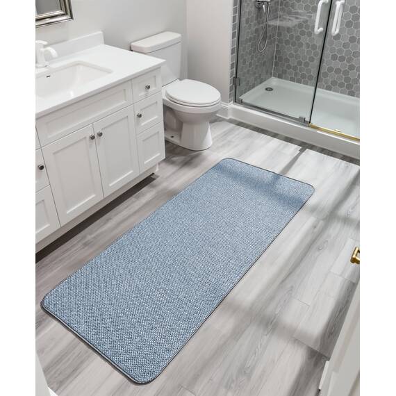 Bosap Badvorleger, ultradünn, Badezimmerläufer, große Badematten für Badezimmer, schnell trocknend, rutschfest, maschinenwaschbar, niedriger Flor, Badteppich, Dusche im Freien, Waschbecken