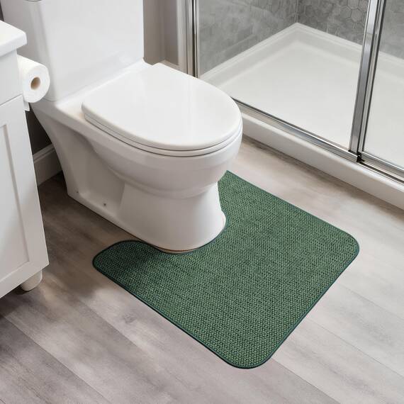 Bosap WC-Vorleger, U-förmiger Badezimmerteppich, maschinenwaschbar, rutschfest, schnell trocknend, super saugfähig, ultradünn, WC-Vorleger für Badezimmer, WC, Grün, 50,8 x 61 cm