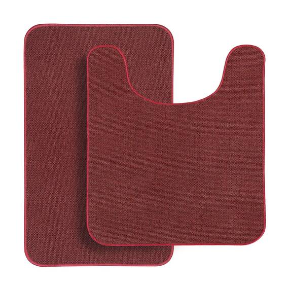 Bosap Badezimmerteppich-Set, 2-teilig, dünne Badezimmermatten, WC-Vorleger, schnell trocknend, rutschfest, maschinenwaschbar, niedriger Flor, saugfähige Badematten, Dusche, Waschbecken