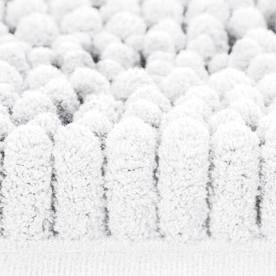 ACCUMTEK Gestreiftes weißes Badezimmerteppich-Set, 3-teilig, ultraweich, rutschfest, Chenille, WC-Vorleger, saugfähiger Plüsch, zottelig, Badematten für Badezimmer, Schlafzimmer, Küche, Elfenbein