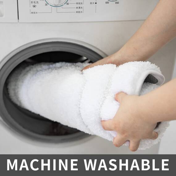 COSY HOMEER Extra dicker Badteppich für Badezimmer – rutschfeste Badematten, weiches Plüschgarn, zottelig, 100 % starkes Mikro-Polyester, wasserabsorbierend (weiß, 50.8 x 81.3 + 61 x 122.9 cm)