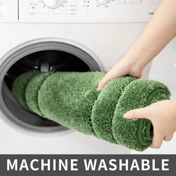 COSY HOMEER Extra dicke Badteppiche für Badezimmer – rutschfeste Badematten, weiches Plüschgarn, zottelig, 100 % starkes Mirco-Polyester-Matte, Wohnzimmer, wasserabsorbierend (grün, 61x91 cm)
