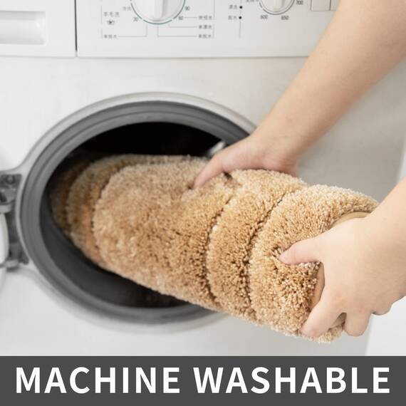 COSY HOMEER Extra dicker Badteppich für Badezimmer – rutschfeste Badematten, weiches Plüschgarn, zottelig, 100 % starkes Mikro-Polyester, wasserabsorbierend (Beige, 50.8 x 81.9 cm)