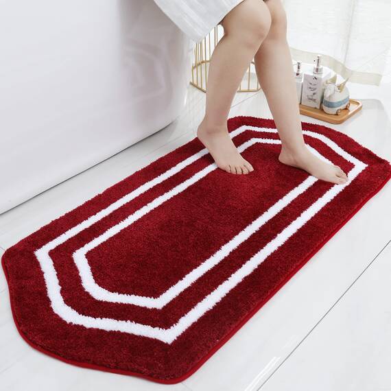 COSY HOMEER Extra dickes Badwäsche-Set, Teppiche, rutschfeste Badematten, weicher Plüsch, 100 % starkes Polyester, für Wohnzimmer, Badezimmer, wasserabsorbierend (rot, 61 x 122 cm)