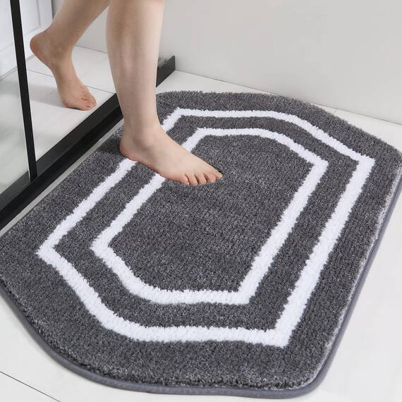 COSY HOMEER Extra dicke Badteppiche, rutschfeste Badewäsche-Set, Matten, weicher Plüsch, 100 % starkes Mikro-Polyester, Matte, Wohnzimmer, Badezimmer, Boden, wasserabsorbierend (grau, 61 x 91 cm)