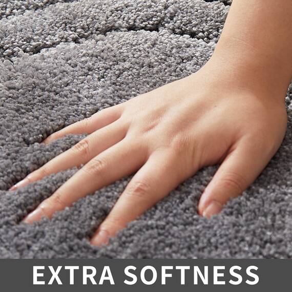 COSY HOMEER Extra dicke Badteppiche für Badezimmer – rutschfeste Badematten, weiches Plüschgarn, zottelig, 100 % starkes Mirco-Polyester-Matte, Wohnzimmer, wasserabsorbierend (grau, 61x91 cm)