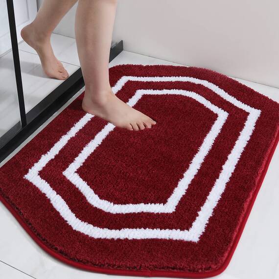 COSY HOMEER Extra dicke Badteppiche, rutschfeste Badewäsche-Set, Matten, weicher Plüsch, 100 % starkes Polyester, für Wohnzimmer, Badezimmer, Boden, wasserabsorbierend, Rot, 61 x 91 cm