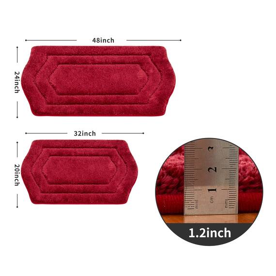 COSY HOMEER Extra Dicke Badteppiche für Badezimmer – Anti-Rutsch-Badwäsche-Set, Matten, weicher Plüsch, 100% Starkes Polyester, für Wohnzimmer, Schlafzimmer, wasserabsorbierend (rot, 61 x 122 cm)
