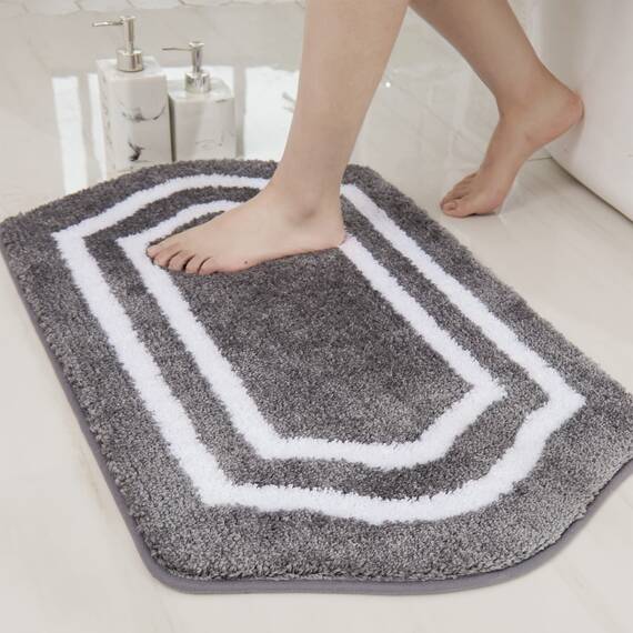 COSY HOMEER Extra dickes Badwäsche-Set, Teppiche, rutschfeste Badematten, weicher Plüsch, 100 % starkes Polyester, für Wohnzimmer, Badezimmer, wasserabsorbierend (grau, 61 x 122 cm)