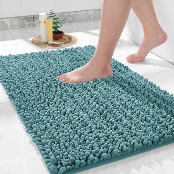 Yimobra Original Luxus Chenille Badematte, 80 x 50 cm, weich und bequem, super saugfähig und dick, rutschfest, maschinenwaschbar, Blaugrün
