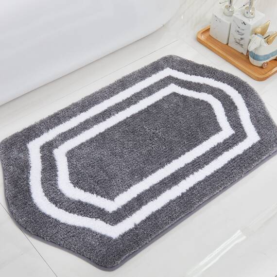 COSY HOMEER Extra dicke Badteppiche, rutschfeste Badewäsche-Set, Matten, weicher Plüsch, 100 % starkes Mikro-Polyester, Matte, Wohnzimmer, Badezimmer, Boden, wasserabsorbierend (grau, 61 x 91 cm)