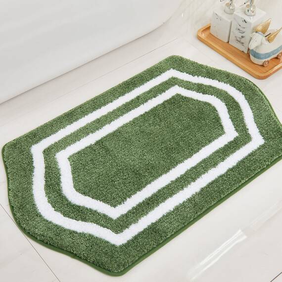 COSY HOMEER Extra dickes Badwäsche-Set, Teppiche, rutschfeste Badematten, weicher Plüsch, 100 % starkes Polyester, für Wohnzimmer, Badezimmer, wasserabsorbierend (grün, 61 x 122 cm)