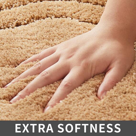 COSY HOMEER Extra dicker Badteppich für Badezimmer – rutschfeste Badematten, weiches Plüschgarn, zottelig, 100 % starkes Mikro-Polyester, wasserabsorbierend (Beige, 50.8 x 81.9 cm)